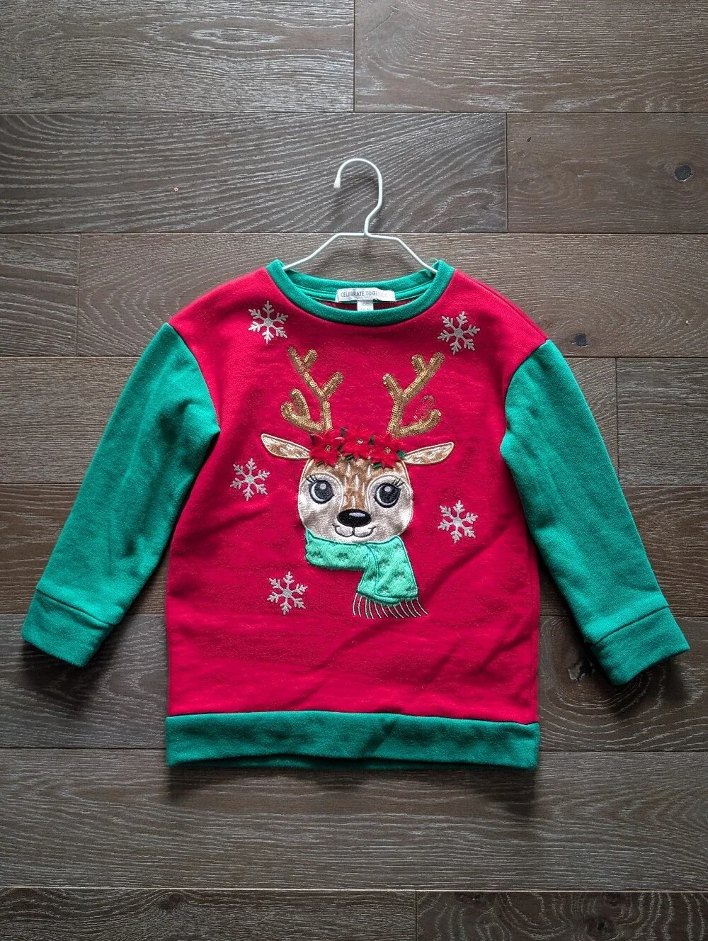 3/$15 - Celebrate Together Festive Reindeer Sequin Sweatshirt Size XXS 4-5